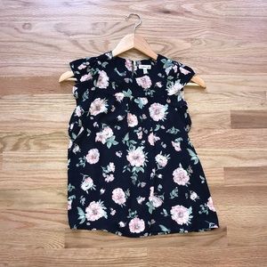 navy floral top- girls